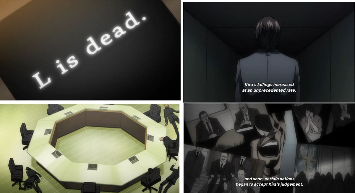 The aftereffects of L’s death throughout this anime arc (Image via Studio Madhouse)